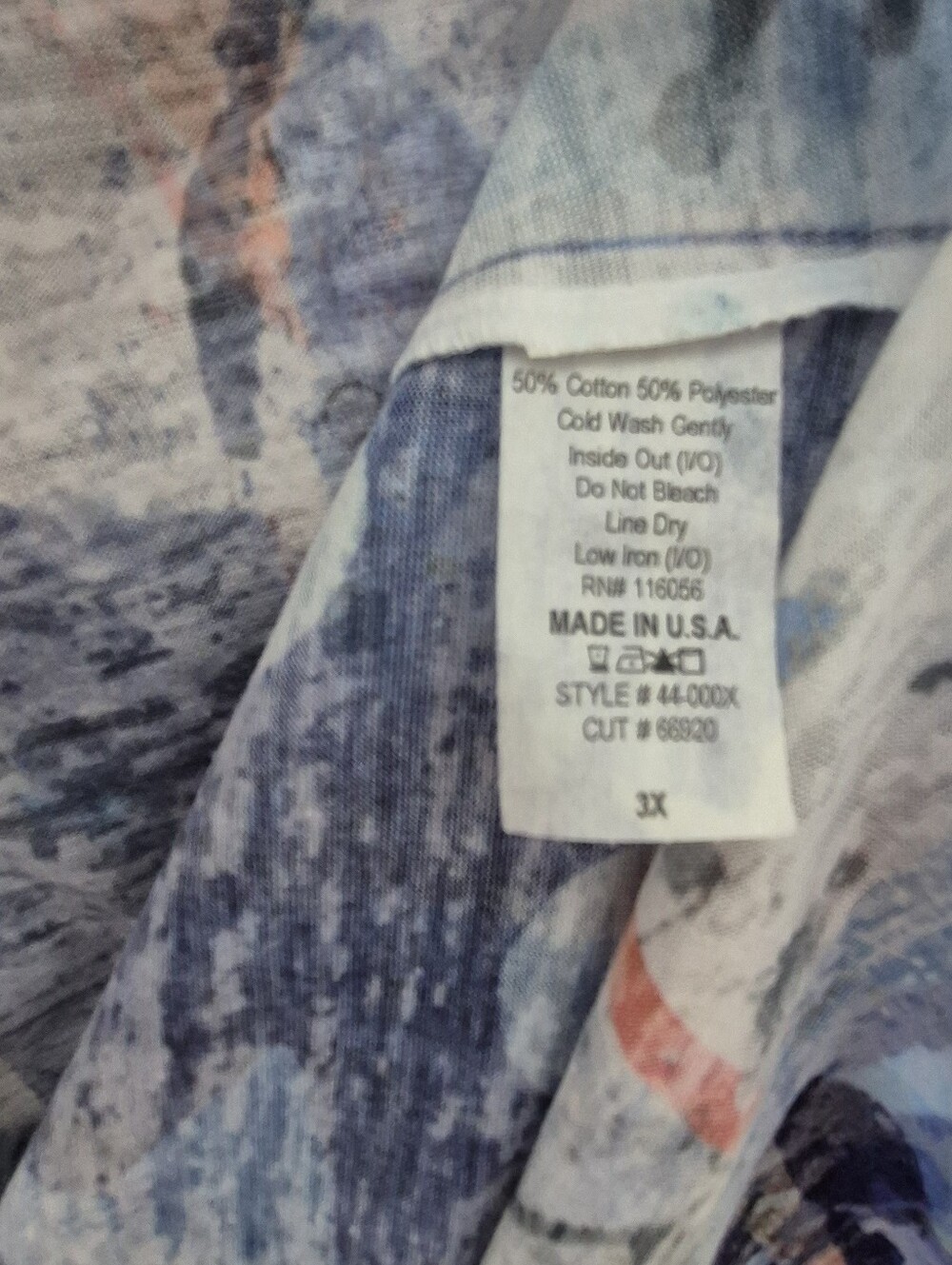 Jess & Jane Tunic Womens 3X White Blue Patriotic Americana Burnout Artsy Boho LS - Picture 5 of 5